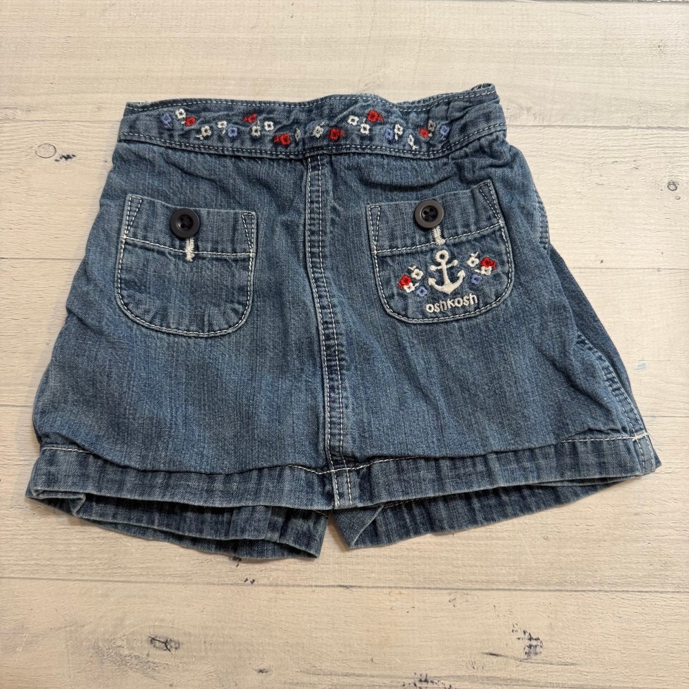 OshKosh B'Gosh girls denim skirt‎ anchor flowers 2T